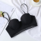 sexy slight stretch 3 colors gather traceless padded bras(with underwire)_Black