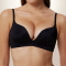 plus size slight stretch solid color glossy traceless padded bras_Black