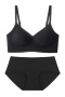 sexy slight stretch 3 colors traceless gather padded bras sets_Black