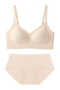 sexy slight stretch 3 colors traceless gather padded bras sets_Black_Beige_Nude