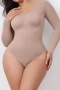 sexy plus size high stretch 4 colors crew neck shapewear_Black_White_Brown_Nude