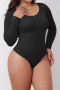 sexy plus size high stretch 4 colors crew neck shapewear_Black