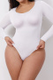 sexy plus size high stretch 4 colors crew neck shapewear_Black_White