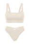 sexy slight stretch no trace solid color bra briefs set without bra pads_Black_Pink_Beige