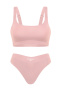 sexy slight stretch no trace solid color bra briefs set without bra pads_Black_Pink
