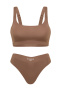 sexy slight stretch no trace solid color bra briefs set without bra pads_Black_Pink_Beige_Khaki _Brown
