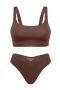 sexy slight stretch no trace solid color bra briefs set without bra pads_Black_Pink_Beige_Khaki _Brown_Reddish Brown
