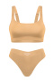 sexy slight stretch no trace solid color bra briefs set without bra pads #1_Khaki