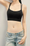 sexy slight stretch 4 colors traceless cross straps padded bras(asia size)_Black