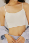 sexy slight stretch solid color gather soft padded bras(asia size)_Black_White