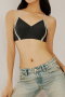 sexy slight stretch 4 colors letter straps contrast color padded bras(asia size)_Dark Gray