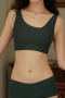 sexy slight stretch 5 colors soft quick-dry traceless padded bras(asia size)_Black_Gray_Orange_Green_Dark Green