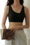 sexy slight stretch 5 colors soft quick-dry traceless padded bras(asia size)_Black