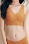 sexy slight stretch v-neck 5 colors traceless padded bras(asia size)_Black_Orange
