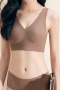 sexy slight stretch v-neck 5 colors traceless padded bras(asia size)_Black_Orange_Light Purple_Brown