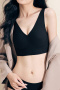 sexy slight stretch v-neck 5 colors traceless padded bras(asia size)_Black
