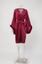 plus size sexy slight stretch v-neck fuzzy decor with belt nightgown_White_Pink_Rose Red