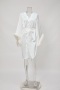 plus size sexy slight stretch v-neck fuzzy decor with belt nightgown_White
