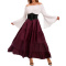 plus size slight stretch off shoulder with waistband costumes_Black_Rose Red