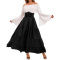 plus size slight stretch off shoulder with waistband costumes_Black