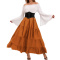 plus size slight stretch off shoulder with waistband costumes_Black_Rose Red_Orange