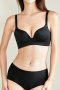 sexy slight stretch 5 colors gather traceless padded bras(asia size)_Black