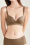 sexy slight stretch 5 colors gather traceless padded bras(asia size)_Black_Yellow_Light Green_Beige_Brown
