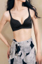 sexy slight stretch 5 colors solid color traceless gather padded bras(asia size)_Black