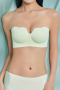 sexy slight stretch solid color wave edge gather padded bras(asia size)_Black_White_Light Green