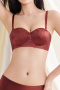 sexy slight stretch detachable straps lattice gather padded bras(asia size)_Black_White_Gray_Pink_Rose Red