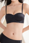sexy slight stretch detachable straps lattice gather padded bras(asia size)_Black