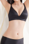 sexy slight stretch v-neck glossy gather padded bras(asia size)_Black