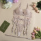 sexy stretch see-through lace rubber bone pearls chain decor three-piece set_White_Light Pink_Beige