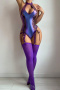 sexy slight stretch halter-neck 3colors lace-up with stockings teddy collections_Pink_Purple