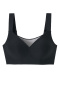 plus size stretch stitching mesh traceless padded bras(no panties,asia size)_Black