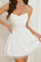 sexy non-stretch sling large backless lace-up mini dress sleepwear_Black_White