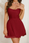 sexy non-stretch sling large backless lace-up mini dress sleepwear_Black_White_Rose Red