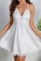 sexy non-stretch lace splicing sling large backless mini dress sleepwear_Black_White