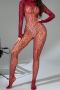 sexy high stretch 9 colors leopard jacquard see-through teddy collections_Black_White_Pink_Red_Rose Red