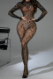 sexy high stretch 9 colors leopard jacquard see-through teddy collections_Black