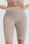 plus size high stretch solid color high-waist tight abdomen shape shorts_Black_Nude