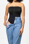 sexy high stretch solid color seamless shape bodysuit_Black