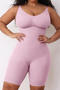 sexy high stretch solid color sling tight abdomen shapewear_Black_Pink