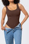 sexy high stretch square neck solid color slim shapewear_Black_Yellow_Brown