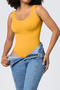 sexy high stretch square neck solid color slim shapewear_Black_Yellow