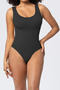 sexy high stretch square neck solid color slim shapewear_Black