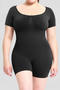 casual high stretch solid color crew neck slim shapewear_Black