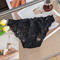 sexy slight stretch 5 colors lace bow traceless breathable panties_Black
