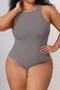 sexy high stretch 5 colors crew neck sleeveless shapewear_Black_Gray