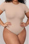 sexy high stretch 5 colors crew neck short sleeve shapewear_Black_Pink_Beige_Brown_Nude